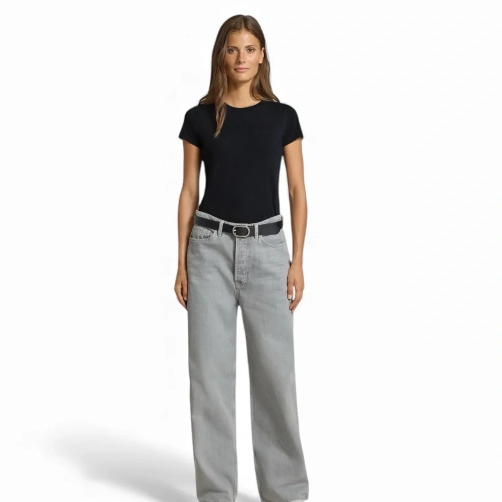 ARMANI Boyfriend Relaxed Fit Crewneck Plain Black TShirt Short Sleeve Bella Tee
